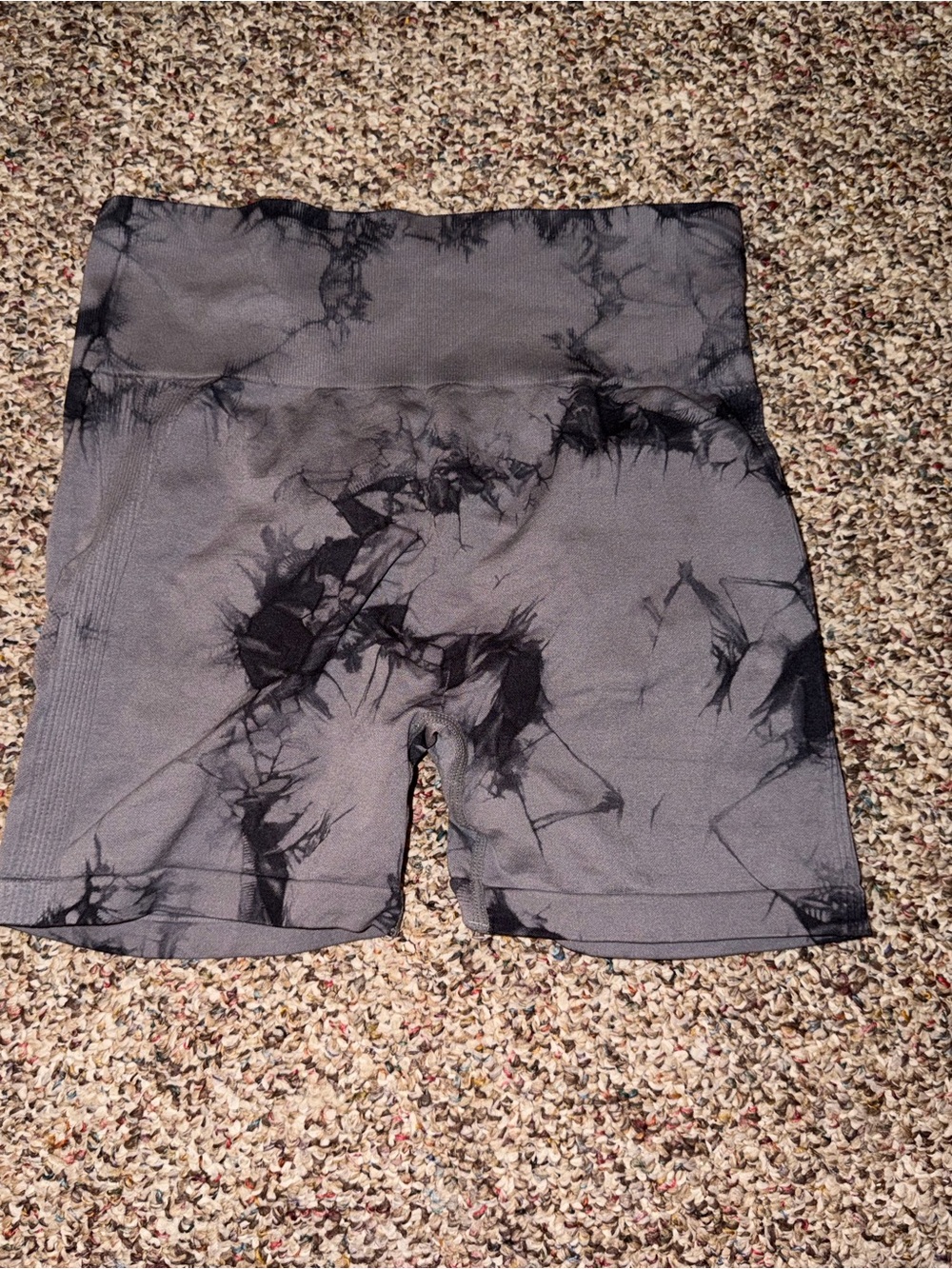 SHEIN High-Waist Tie-Dye Active Shorts - Black/Grey